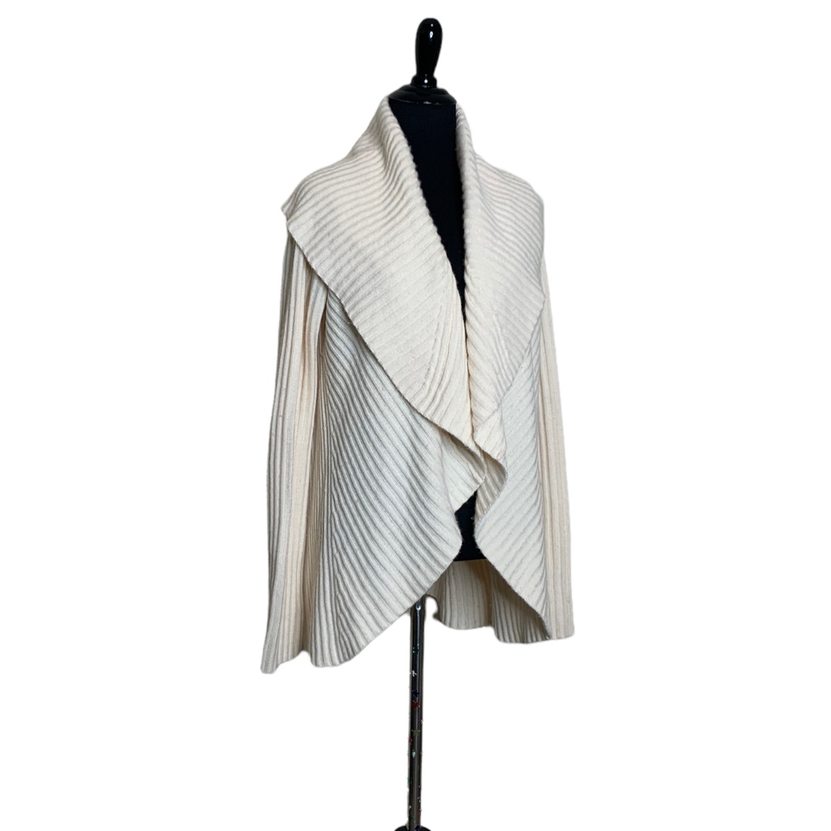 Neiman Marcus Cream Cashmere Shawl Collar Open Front Cardigan Size Small